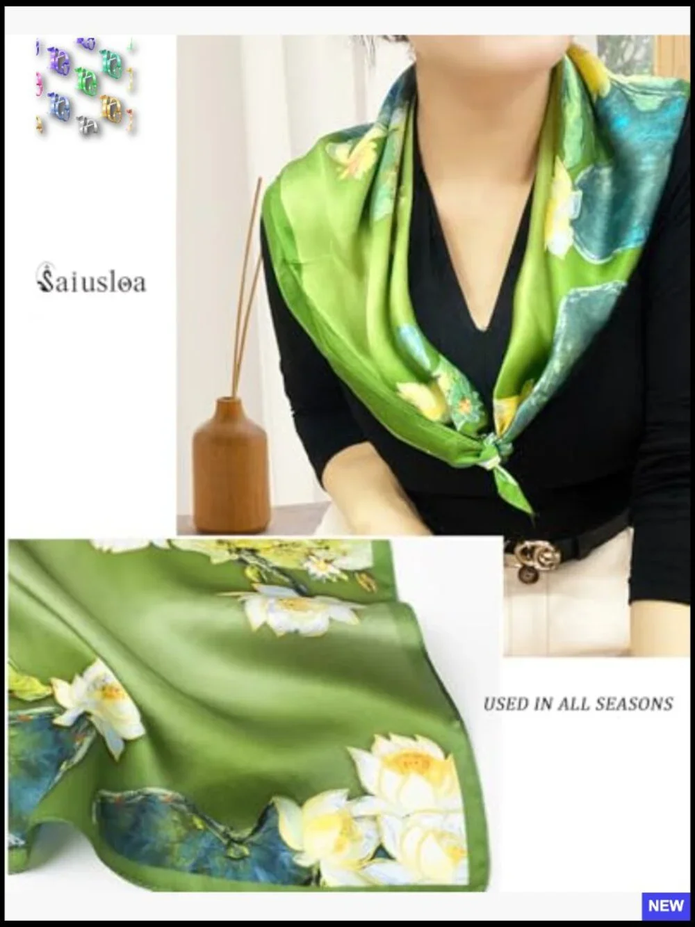Silky Square Scarf Fashion Lightweight Versatile Neck Wrap Hair Bandana